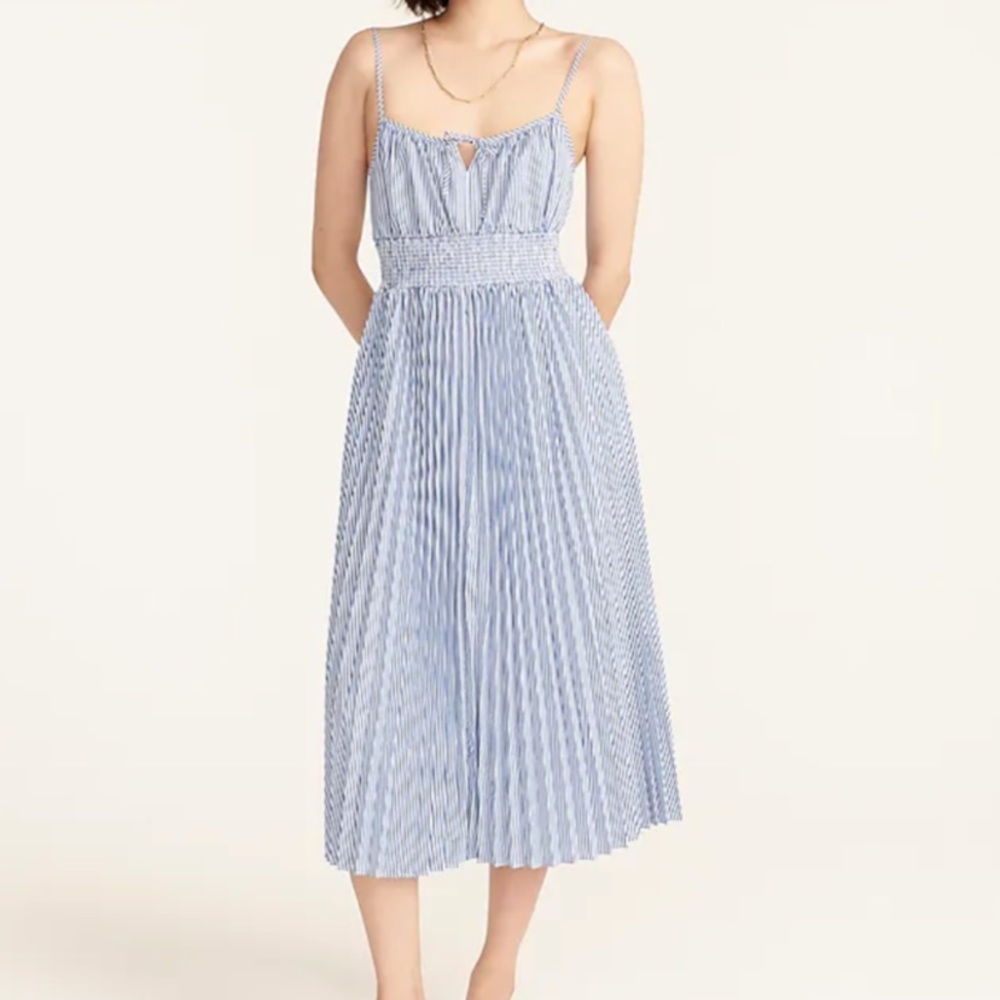 NWOT J Crew smocked waist pleated dress
